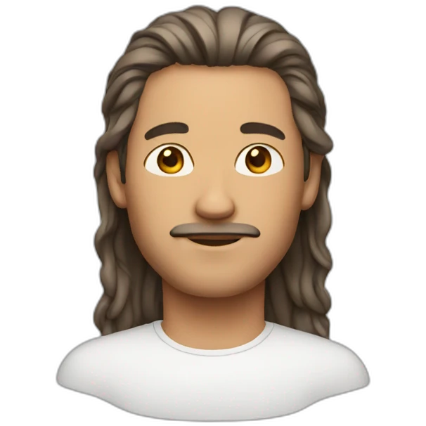 Man with middle part hair emoji
