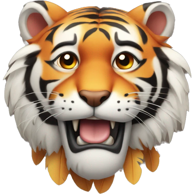 A tiger with turkey feathers  emoji