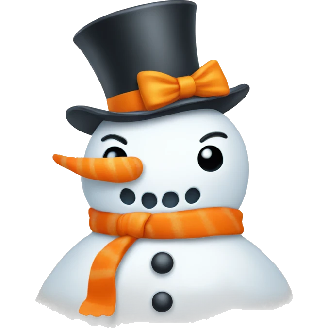 Snowman with a orange bow emoji