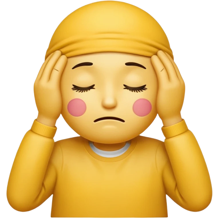 an emoticon holding its head with both hands out of exhaustion emoji