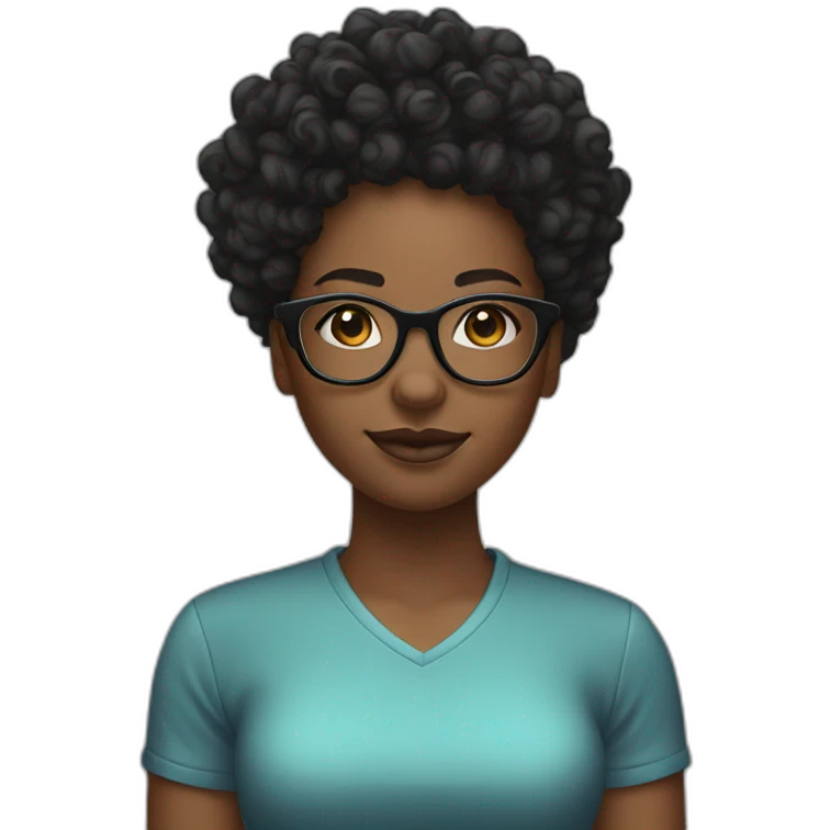 Curly top fade black girl with glasses emoji
