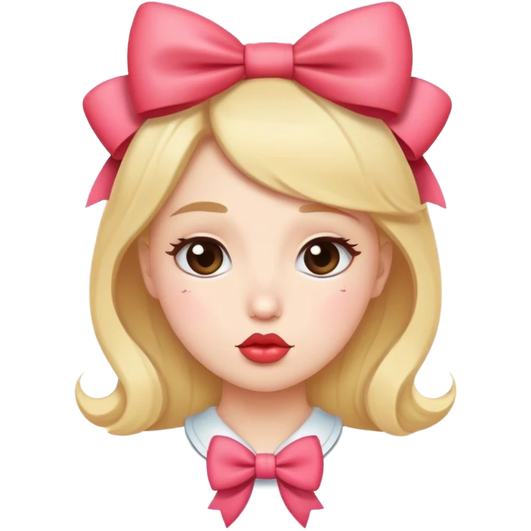 a kissy face aesthetic with a cute bow  emoji