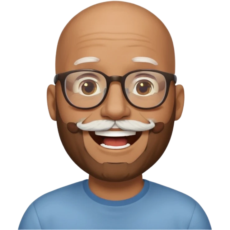 bald headed brown man salt and pepper beard glasses laughing emoji