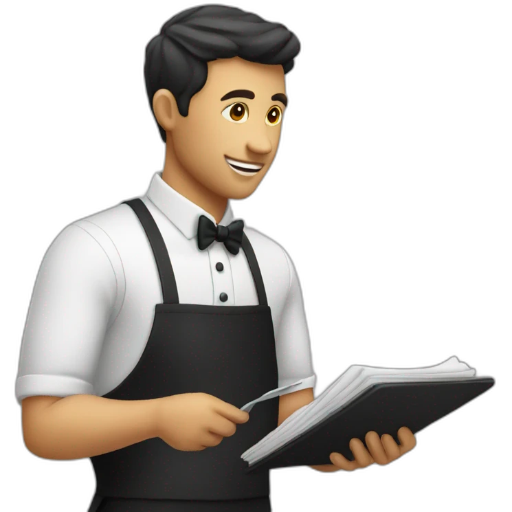 waiter with menu emoji