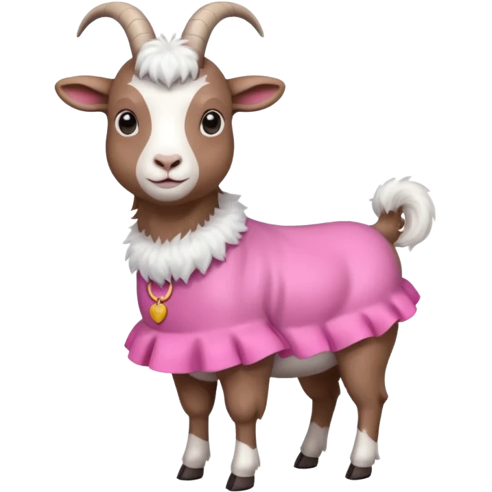 A goat standing on all four legs with pink dress emoji