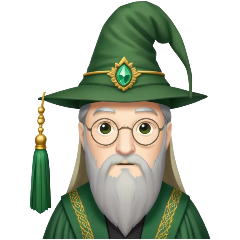 albus dumbledore from harry potter with green dumbledore headmaster tassel hat and decorative motifs emoji