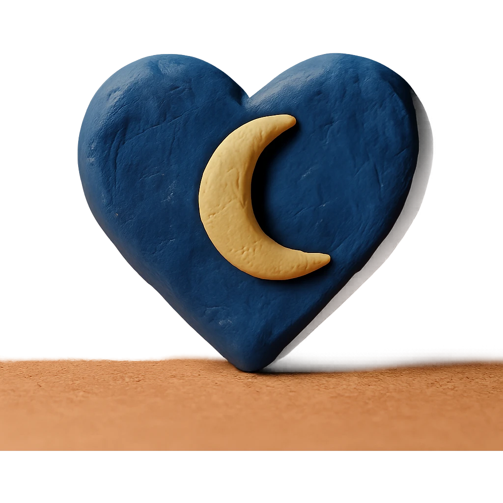 heart with a crescent moon inside, midnight blue colors emoji