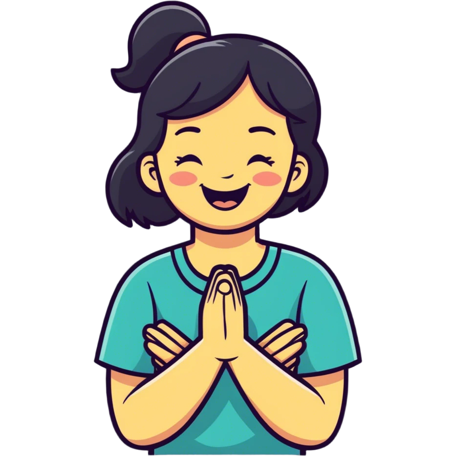 a girl, hands crossed, laughed  emoji