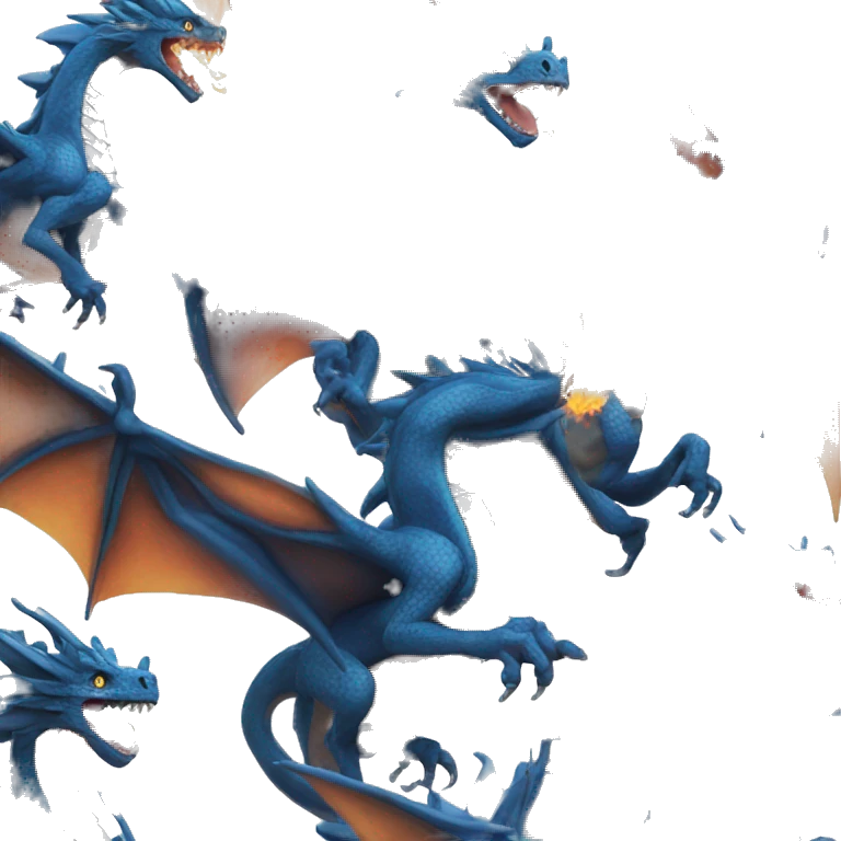 Dragón azul sacando fuego por boca emoji