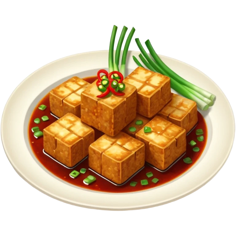 fried crispy tofu with chili on the plate emoji