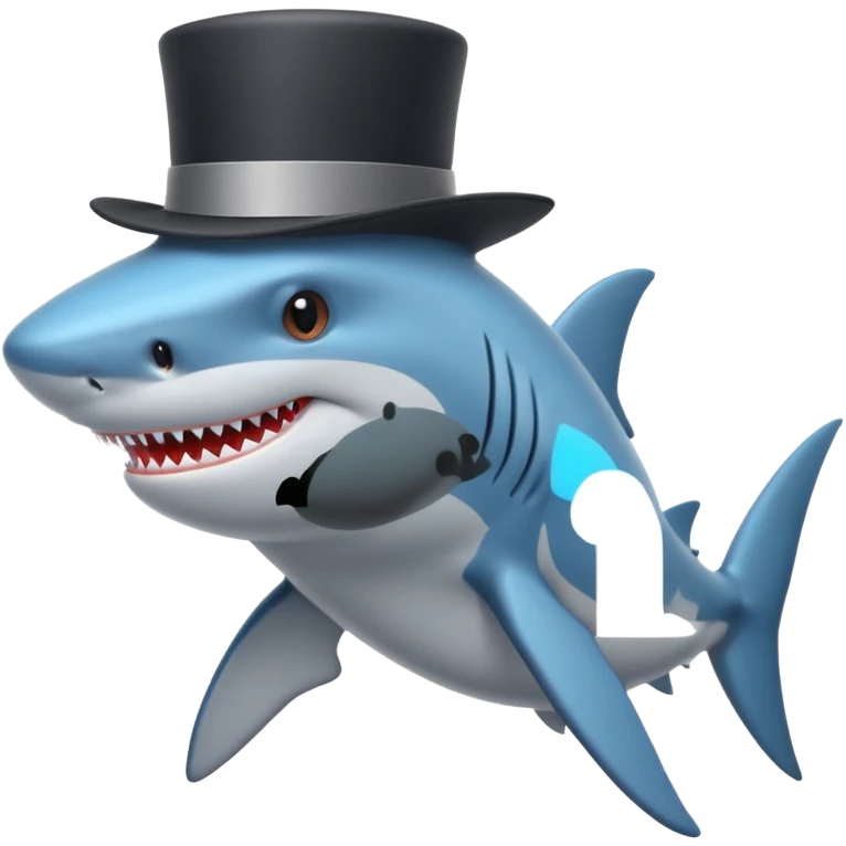Shark with a top hat emoji