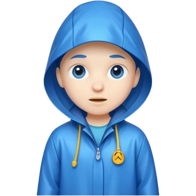 blue raincoat, just rain coat, negative character. emoji