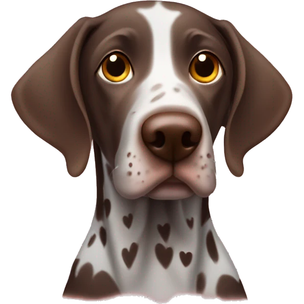 German shorthair with hearts as eyeballs emoji