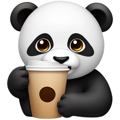 Panda with coffee emoji