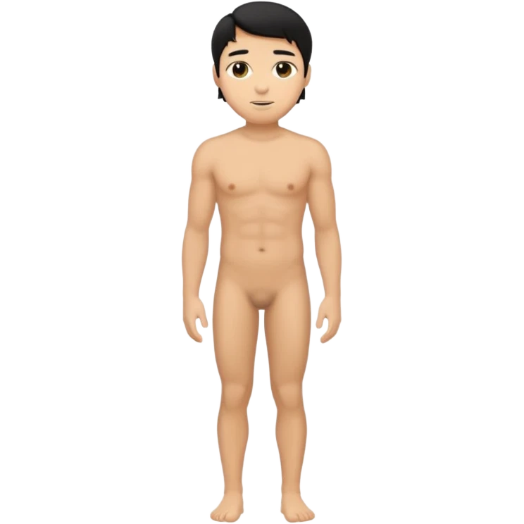 Fat naked tan man full body emoji with black hair emoji