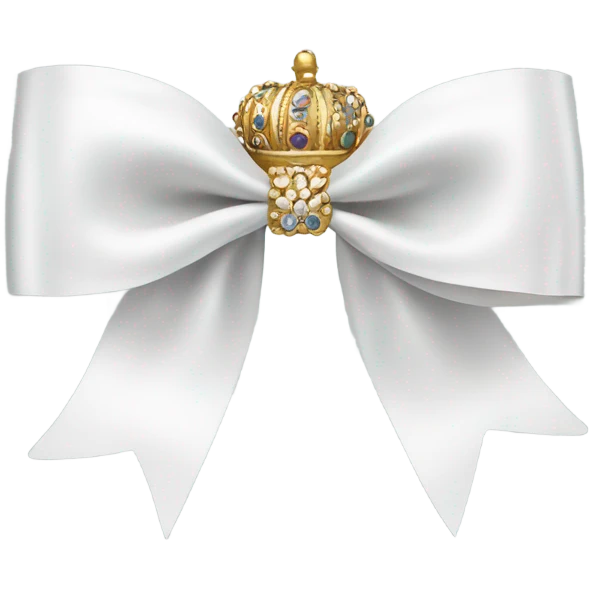 White bow wearing a crown emoji