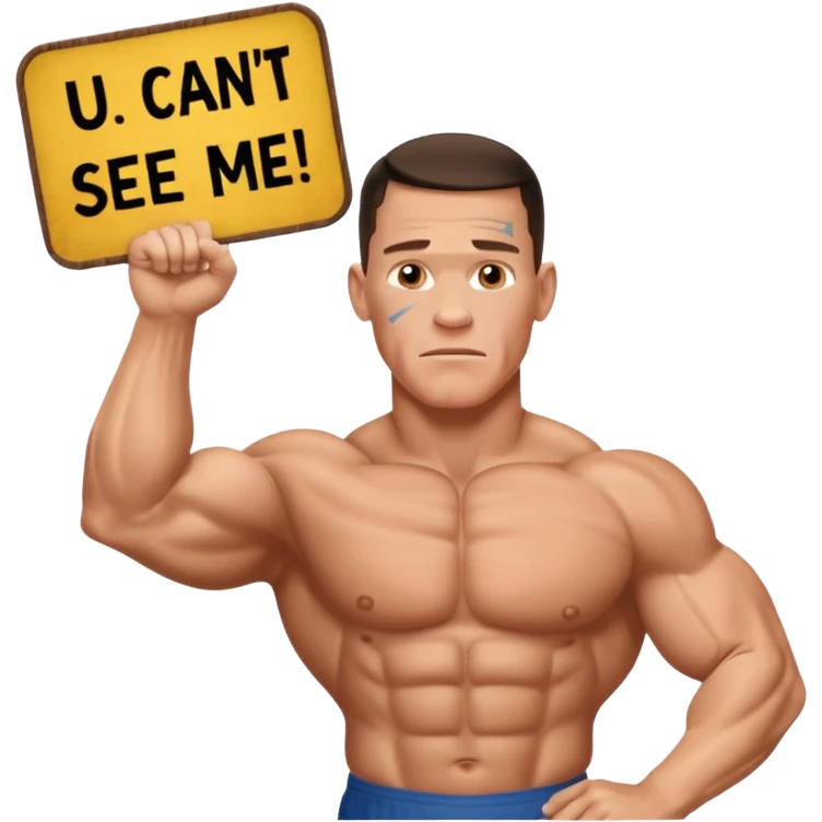 Jhon cena with sign u can see me emoji
