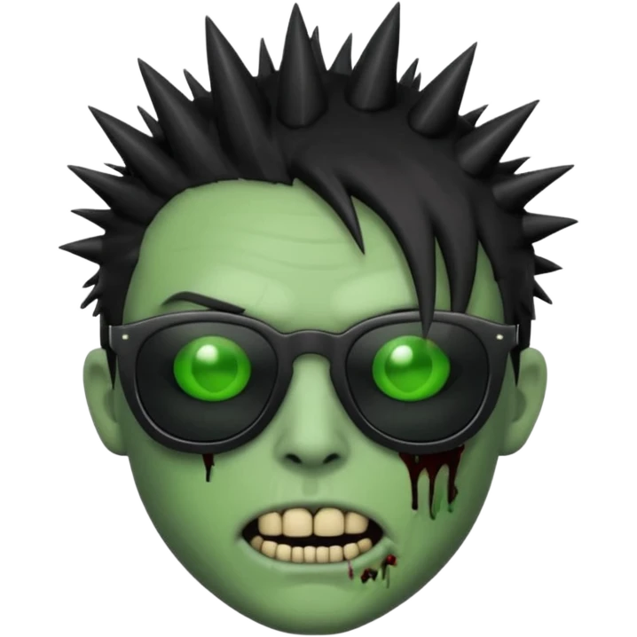 Emoji de zombi com óculos e cabelo preto emo emoji