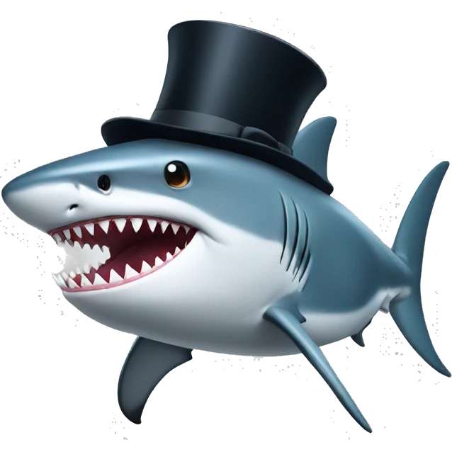 Shark with a top hat emoji