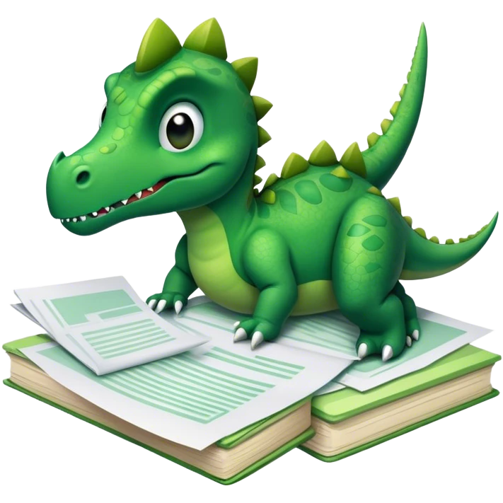 office dinosaur lying on papers emoji