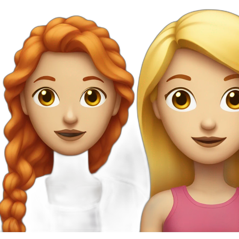 red-haired woman next to a blonde girl emoji