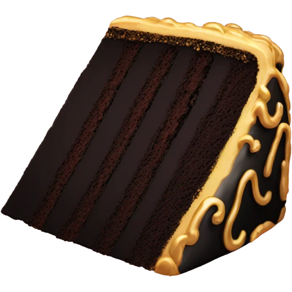 piece black cake with gold emoji