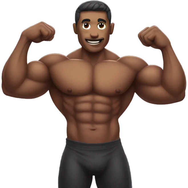 muscle man with eggplant emoji