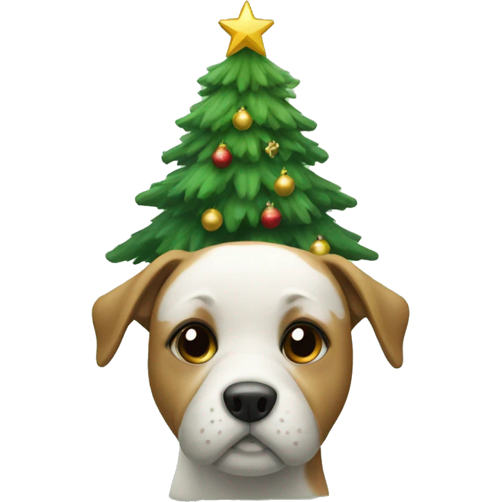 dog with a Christmas tree emoji