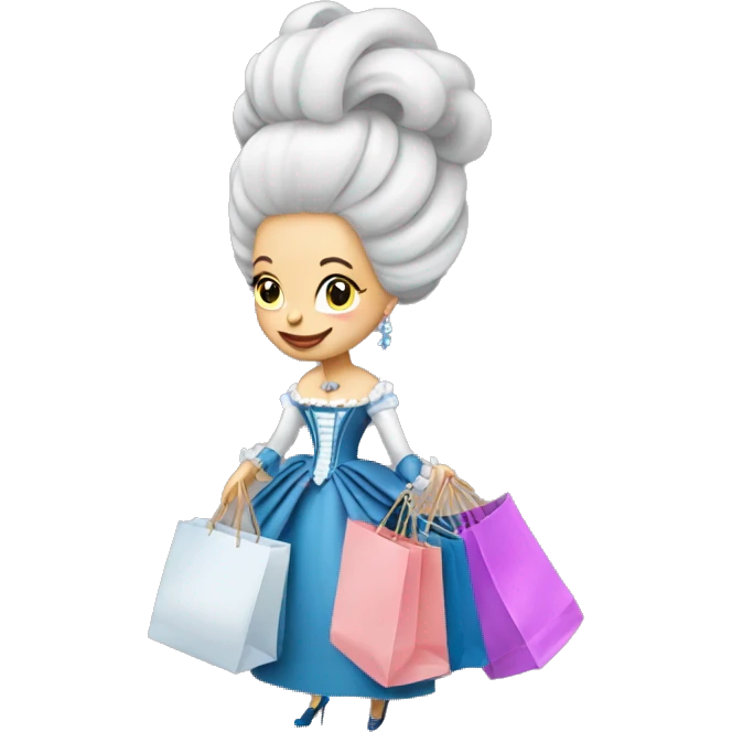 Marie Antoinette with shopping bags emoji