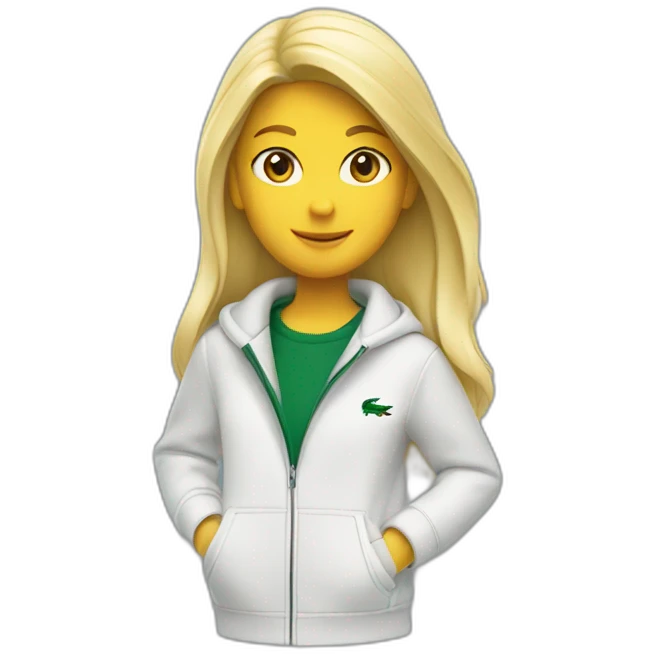 Blond girl using jacket lacoste  emoji