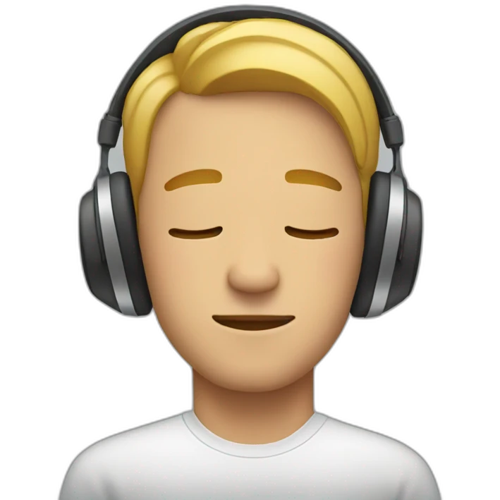 Man wearing headphones with his eyes closed emoji