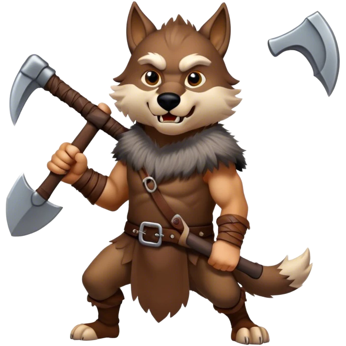 Viking wolf with axe emoji