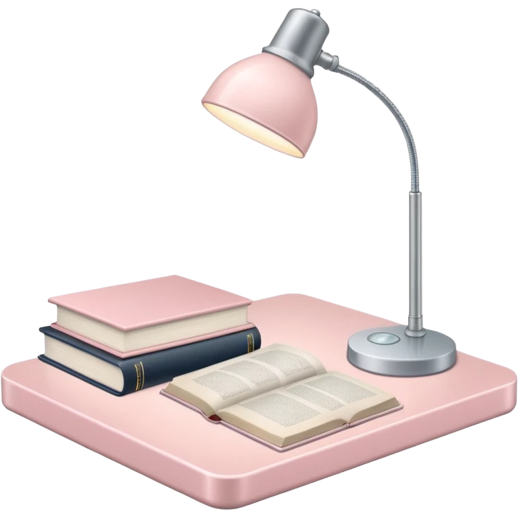 Light Pale Pink Desk with book and Desk lamp emoji