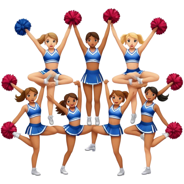 Cheerleaders in a stunt emoji