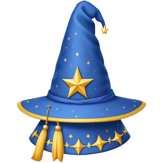 blue wizard hat with star yellow pattern emoji