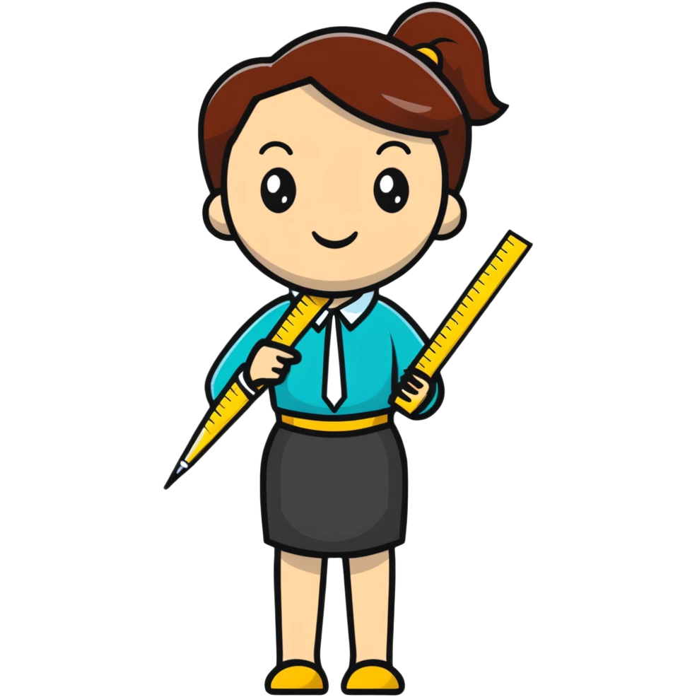 full body mad female teacher without glasses holding a ruler emoji