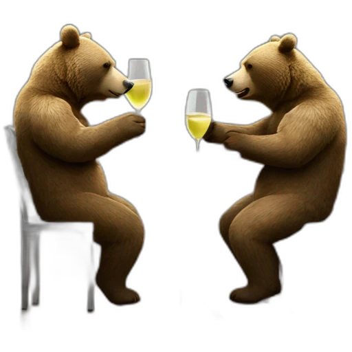 two bears drinking white wine metal table emoji
