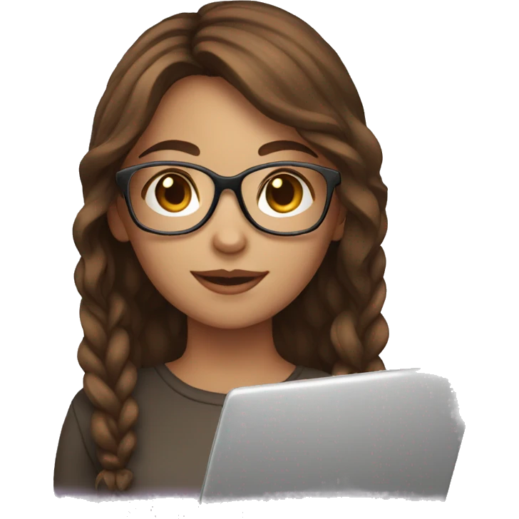 Girl with brown hair with glasses and laptop emoji