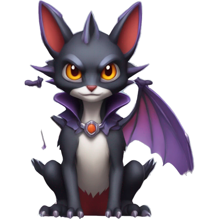  Kawaii Edgy Cool Vampiric Beautiful Noivern-Nargacuga-Litten with big Bat Ears full body emoji