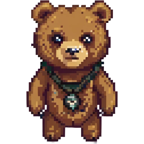 pixel art of a bear with a criminal look and a scar on its face emoji