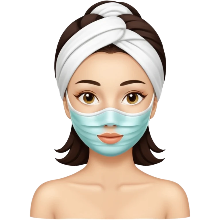 Lady with face mask spa beauty full face relaxing emoji