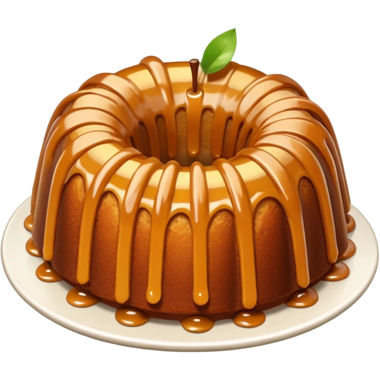 Bundt cake with apple pieces & caramel sauce  emoji