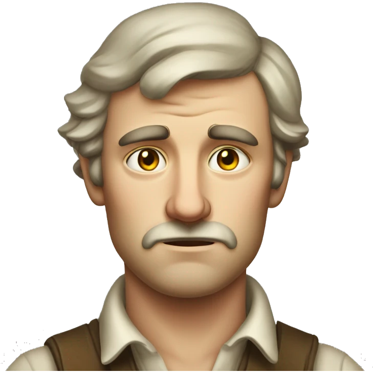 sad, handsome white man, 1800s, poor farmer, no mustache  emoji