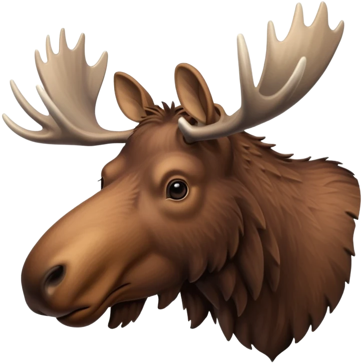 A high-resolution digital illustration of a moose in a clean, semi-realistic style. The moose is shown facing sideways head tilted  emoji