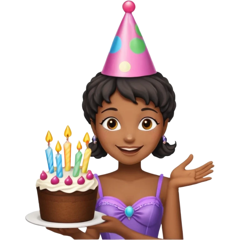 Black fairy with cake emoji