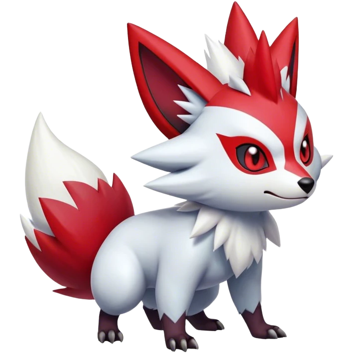 Epic Shiny Cool Cute Kawaii Zangoose-Zorua-Zoroark-Pokemon-fakemon-hybrid-animal Full Body  emoji