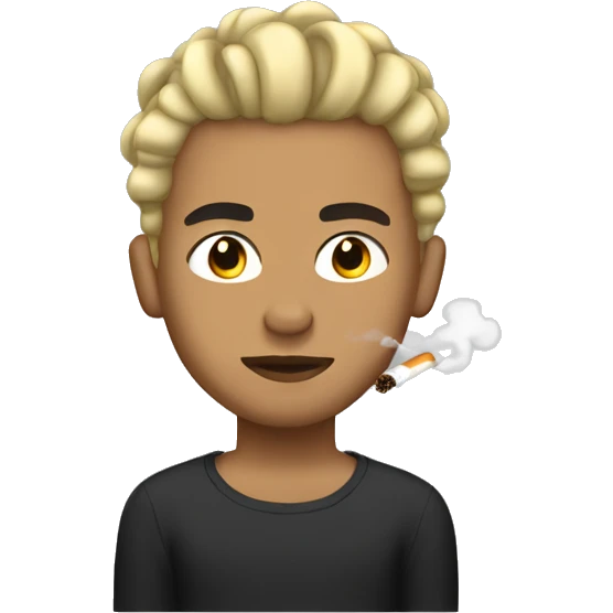 lightskin guy with short blonde braids smoking  emoji