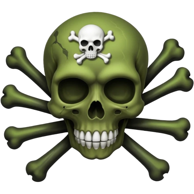a poisonous cloud of gas, dark swamp color, with an image of a skull and two crossed bones behind the skull emoji