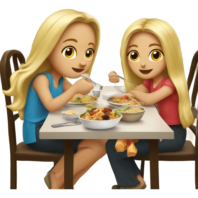  Blonde long hair girl eating big meal  emoji