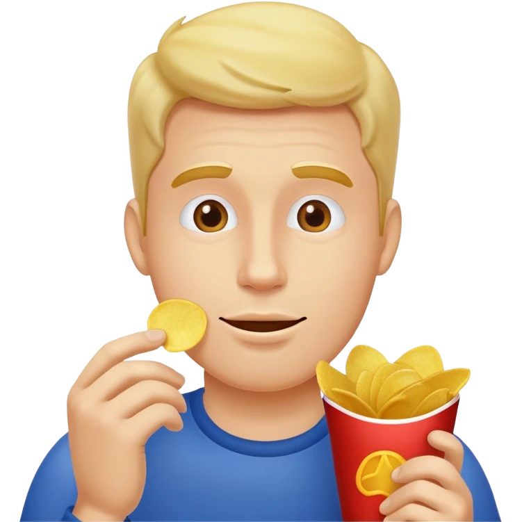 Man eating potato chips emoji